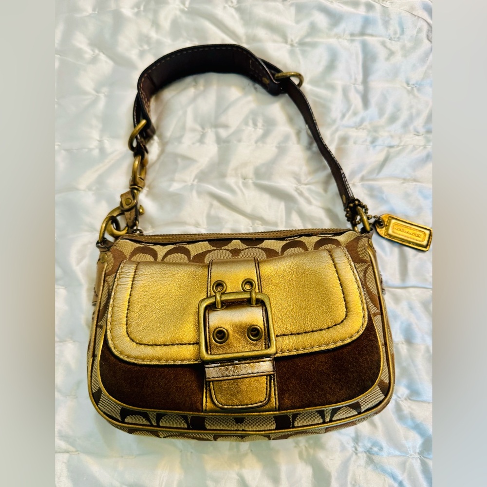 Coach Legacy 2004 Special Edition Bag with Metallic Gold and Brown Signature - Picture 10 of 14